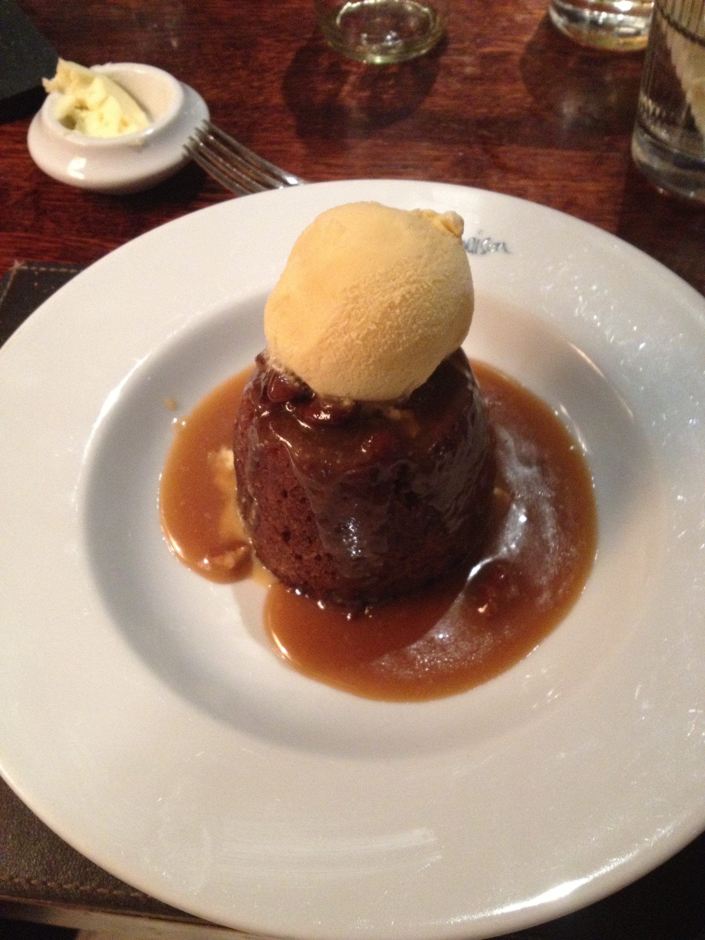 Sticky toffee pudding at Malmaison Restaurant, Leeds