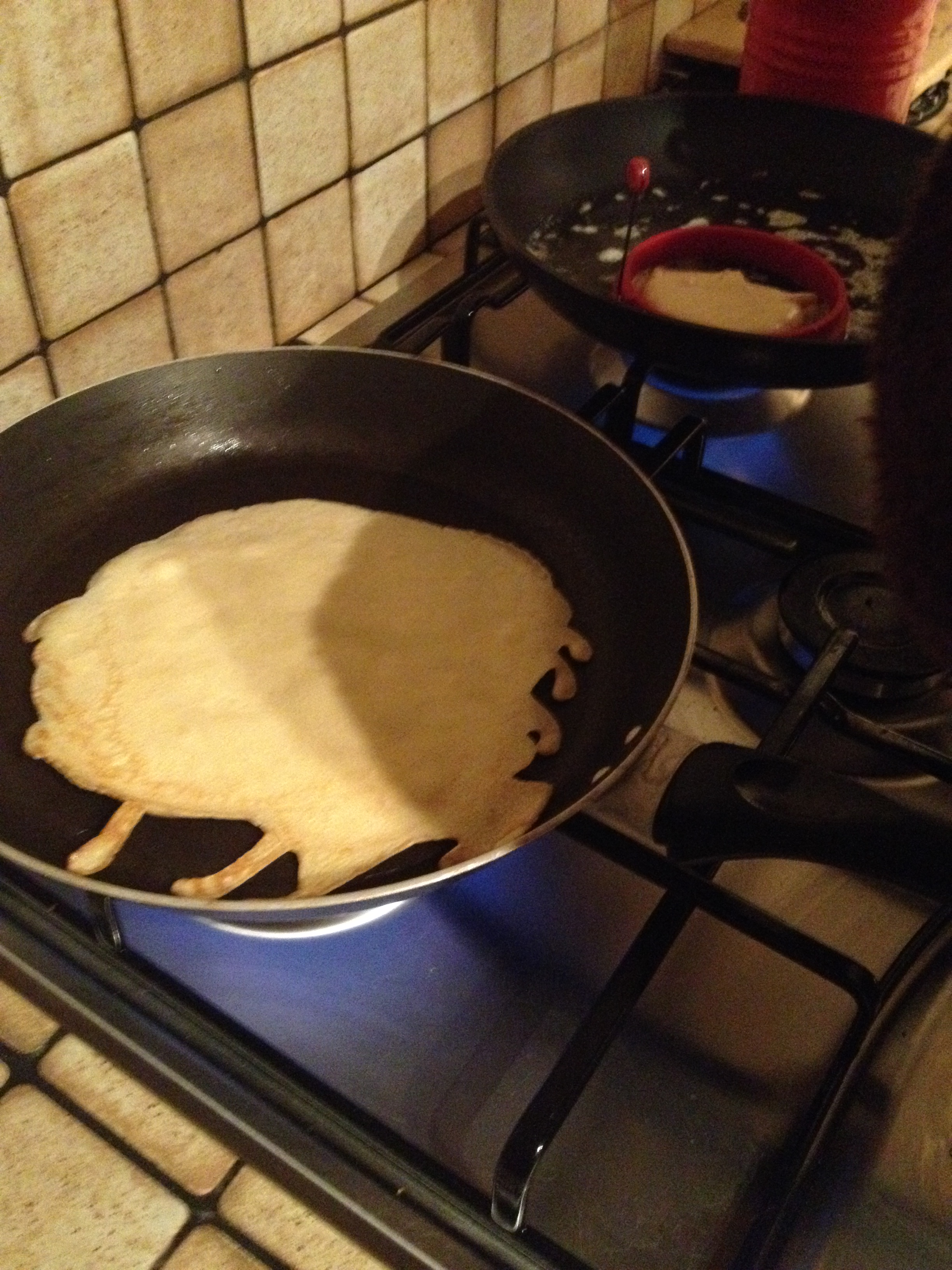 Pancake batter cooking