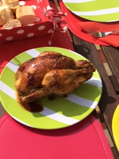 Lunch on the terrace - rotisserie chicken from the deli